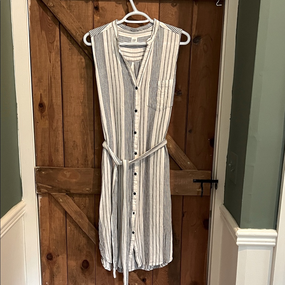 Linen Striped Midi Dress from GAP